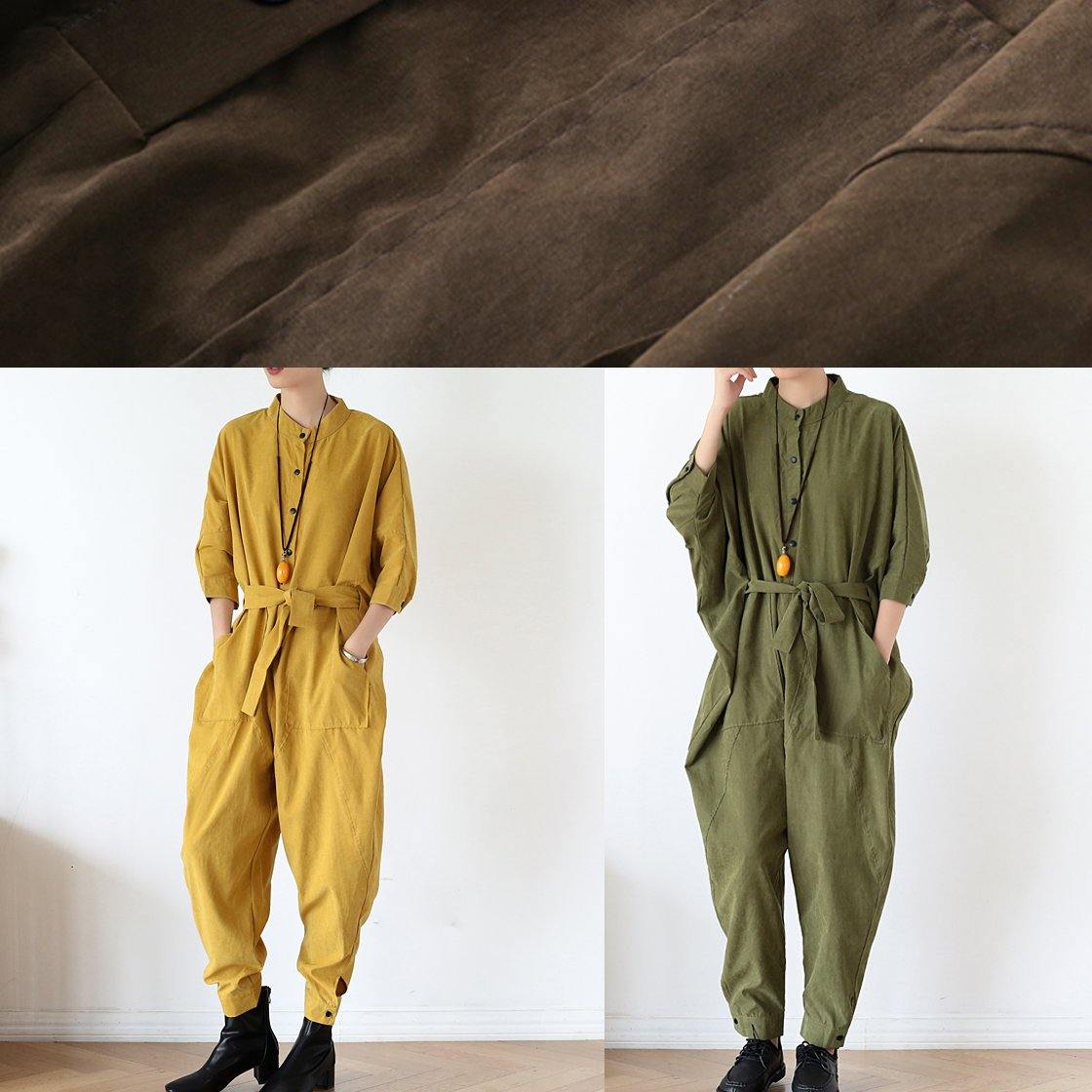 2025 Fall army green original design retro  drawstring one-piece overalls