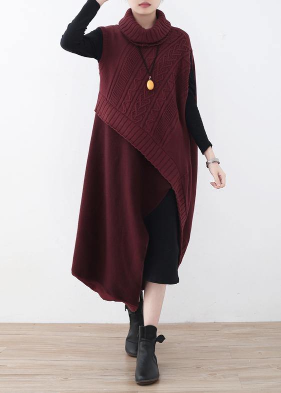 2025 Fall original loose red thick knitted stitching woolen two-piece suit