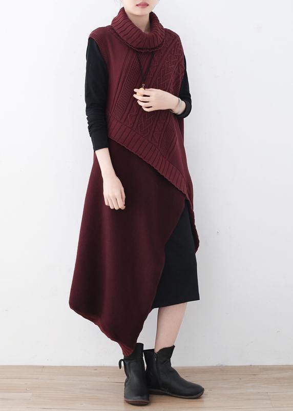 2025 Fall original loose red thick knitted stitching woolen two-piece suit