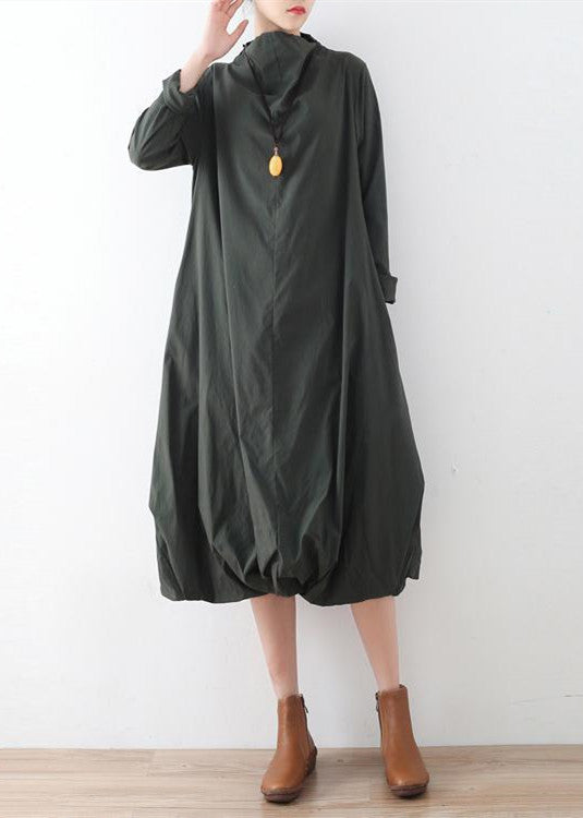 2025 autumn tea green cotton dresses original design baggy caftans plus size gown