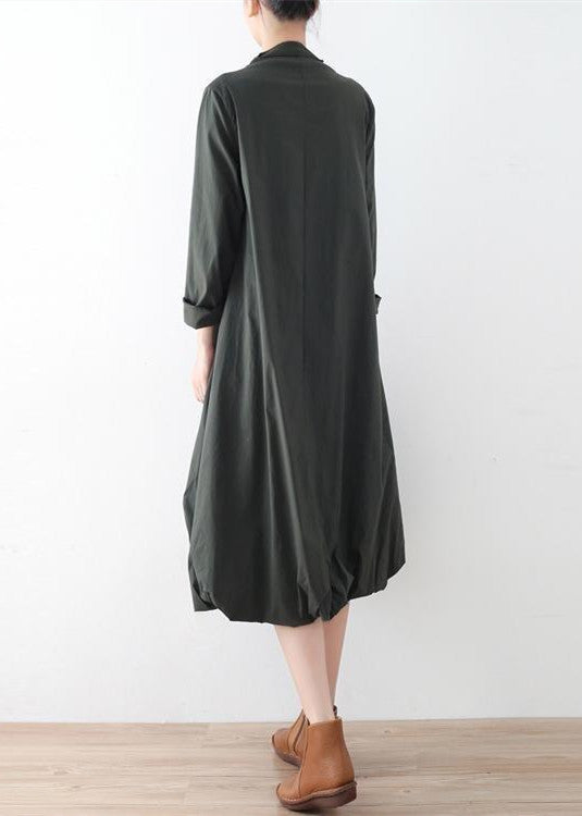 2025 autumn tea green cotton dresses original design baggy caftans plus size gown