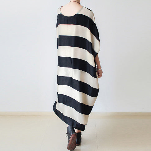 2025 autumn trend stripe baggy dresses silk plus size caftans oversized cotton gown