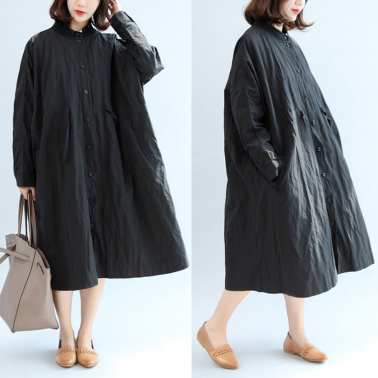 2025 black casual cotton coat plus size unique outwear long sleeve clothes