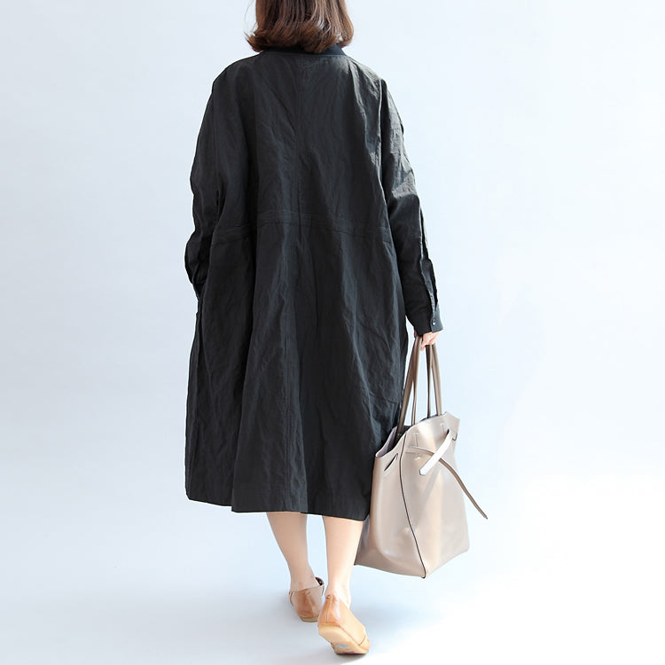 2025 black casual cotton coat plus size unique outwear long sleeve clothes