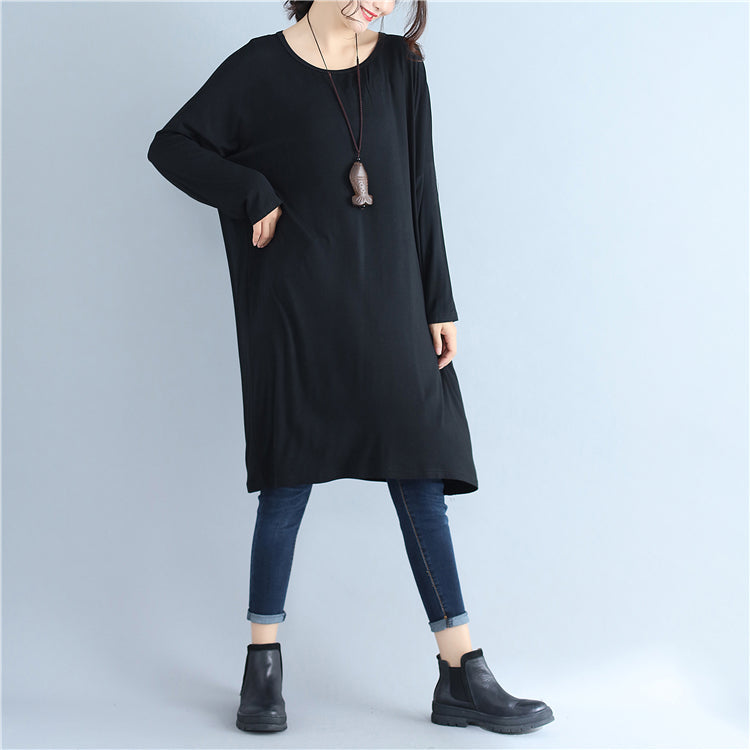 2025 black cotton casual pullover dresses plus size solid o neck maternity dress