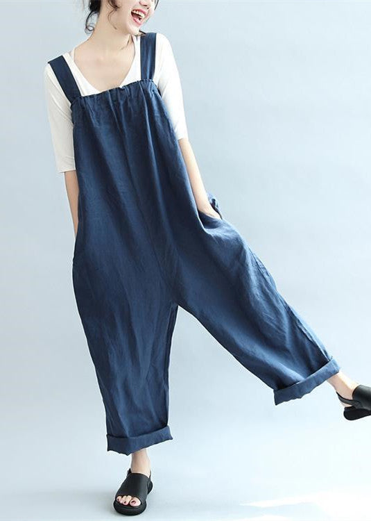 2025 blue casual linen pants oversize stylish jumpsuit pants