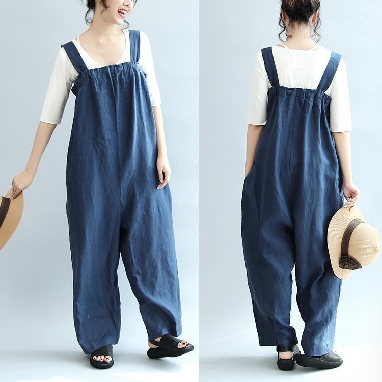 2025 blue casual linen pants oversize stylish jumpsuit pants