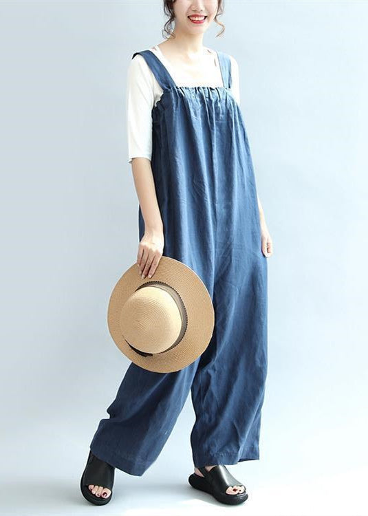 2025 blue casual linen pants oversize stylish jumpsuit pants