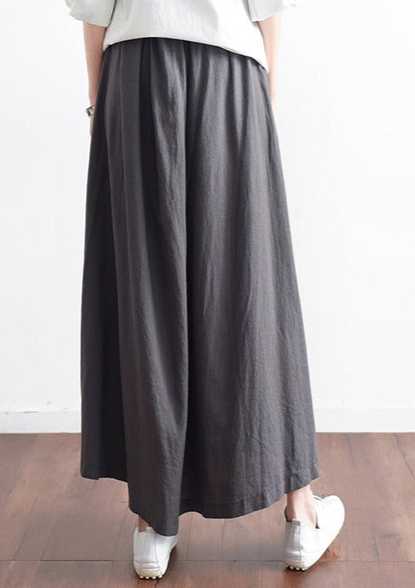 2025 Fall Black Plus Size Linen Skirts Oversize Pleated Skirts Long