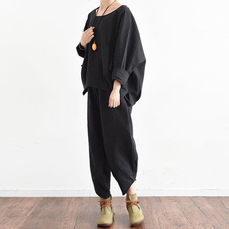 2025 fall trend outfits plus size black linen suits cute linen tops with pants