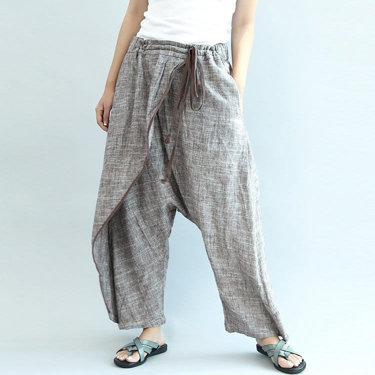 2025 khaki linen pants oversize elastic waist traveling pants