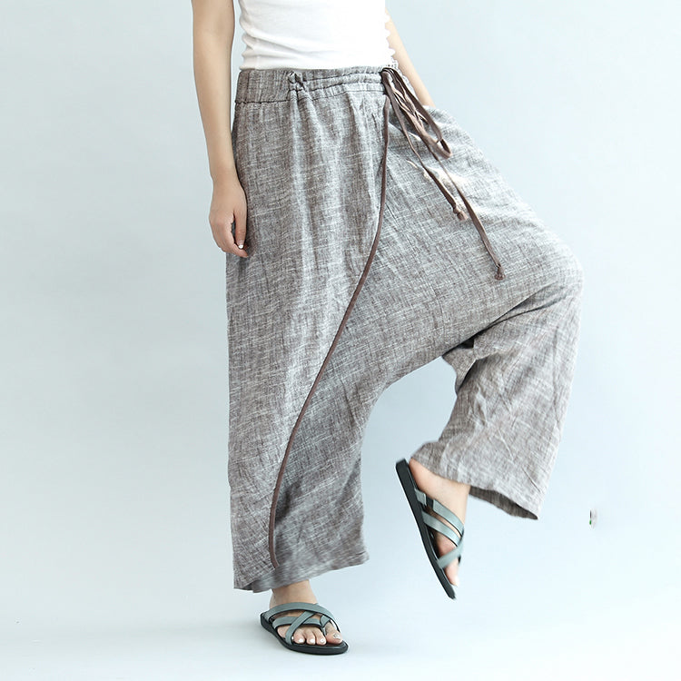 2025 khaki linen pants oversize elastic waist traveling pants