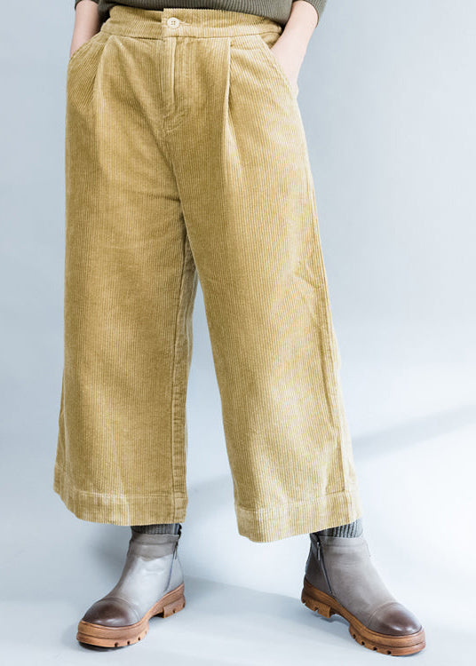 2025 khaki thick corduroy trousers loose casual wide leg pants