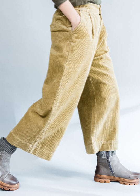 2025 khaki thick corduroy trousers loose casual wide leg pants