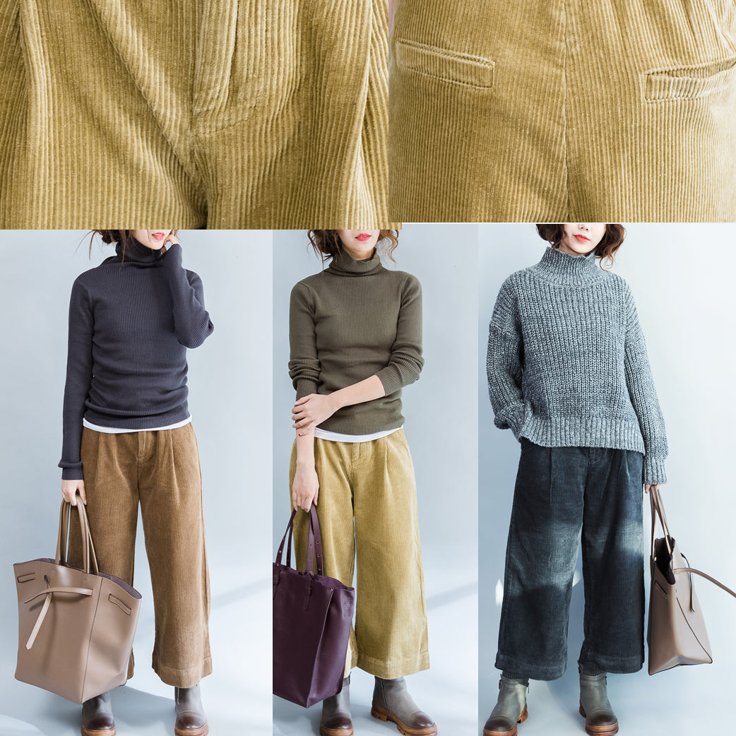 2025 khaki thick corduroy trousers loose casual wide leg pants