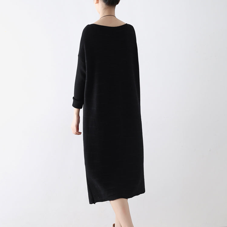 2025 winter black sweater dresses plus size knit dress warm cotton winter clothing outwear