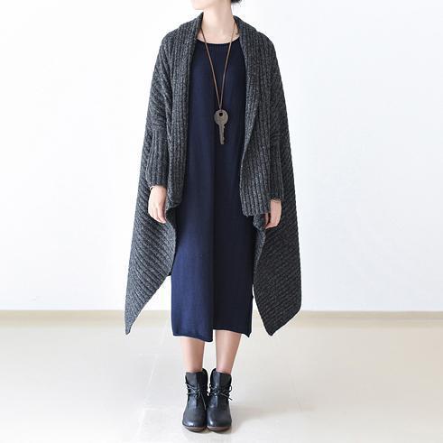 2025 winter gray knit sweater woolen cardigans plus size cape warm coats