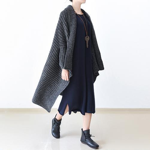 2025 winter gray knit sweater woolen cardigans plus size cape warm coats