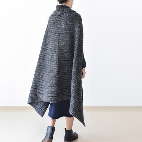 2025 winter gray knit sweater woolen cardigans plus size cape warm coats