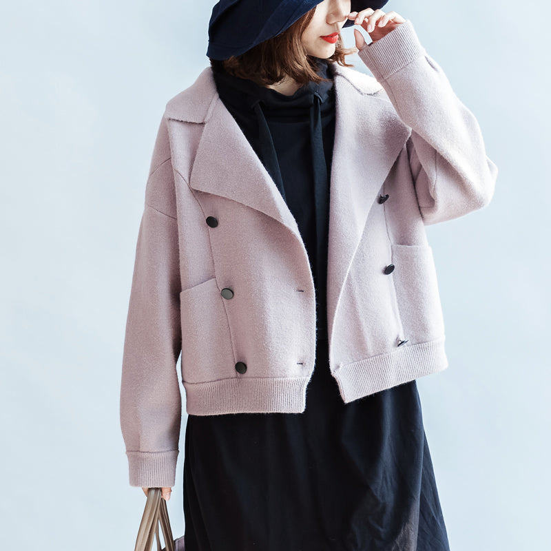 2025 winter pink short woolen jackets oversized woolen coats