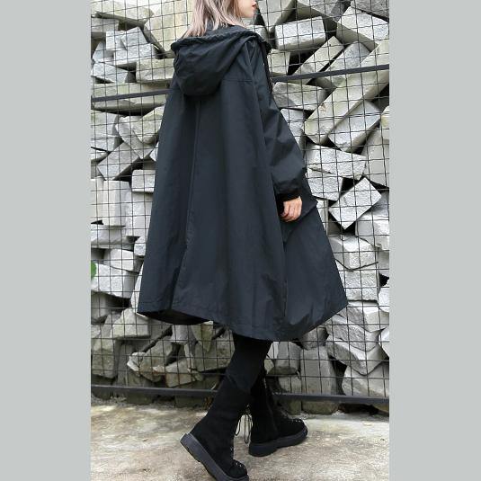 2025 black Winter coat trendy plus size hooded baggy zippered Coats women pockets coats