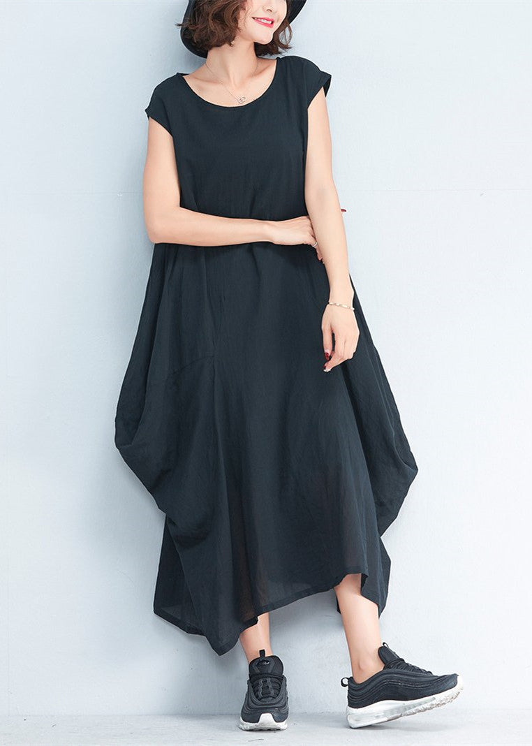 2025 black natural cotton polyester dress oversize sleeveless traveling dress Elegant kaftans