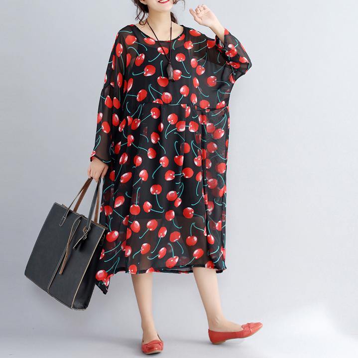 2025 black prints long chiffon dresses plus size clothing two pieces long dresses and cotton sleeveless dresses