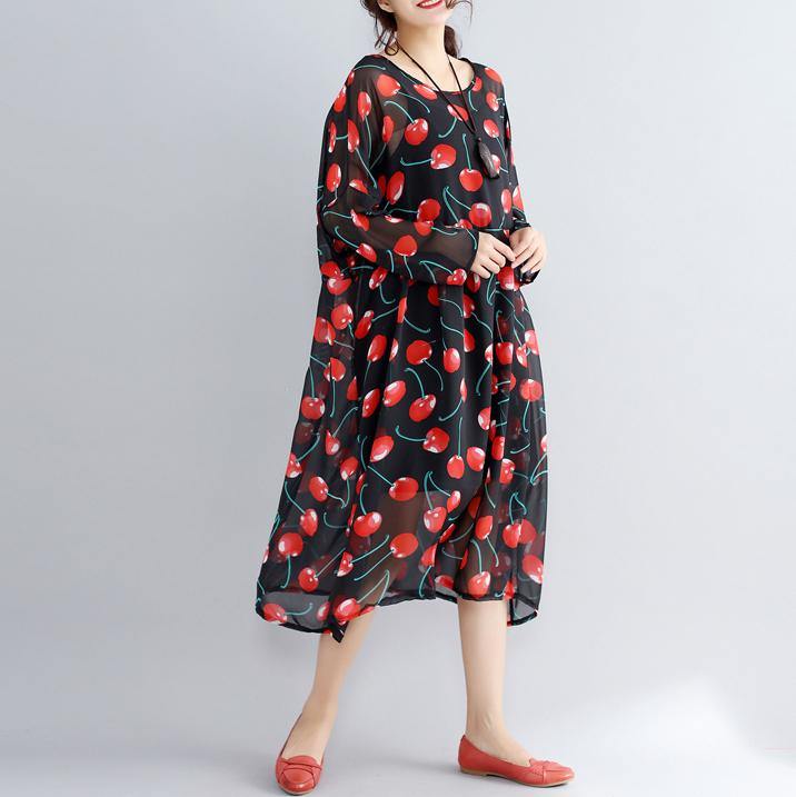 2025 black prints long chiffon dresses plus size clothing two pieces long dresses and cotton sleeveless dresses