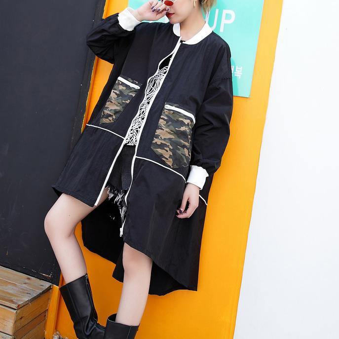 2025 black thin coat casual low high cardigans boutique big pockets jackets