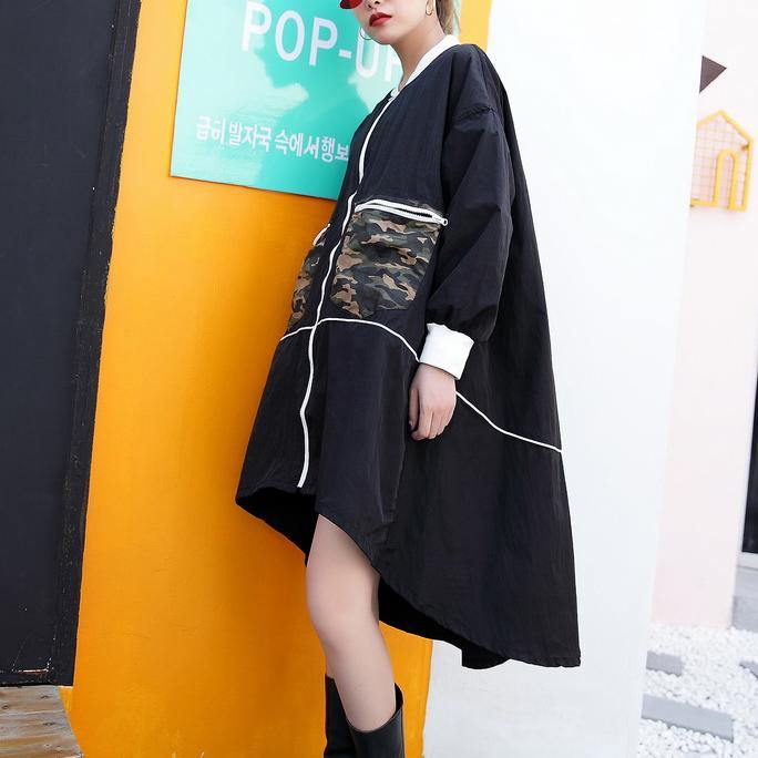 2025 black thin coat casual low high cardigans boutique big pockets jackets