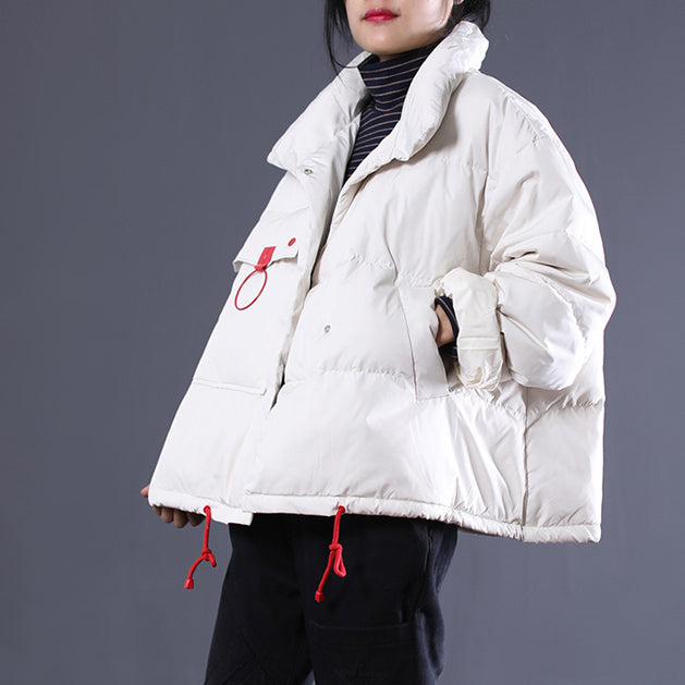 2025 white Outfits oversize stand collar thick quilted coat Elegant double breasted down coats