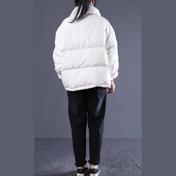 2025 white Outfits oversize stand collar thick quilted coat Elegant double breasted down coats