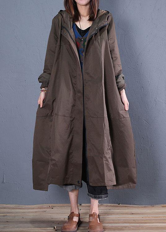 2025 army green overcoat trendy plus size zippered long coat fall