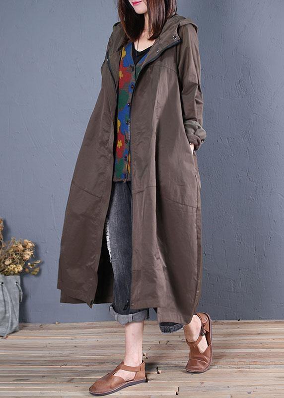 2025 army green overcoat trendy plus size zippered long coat fall