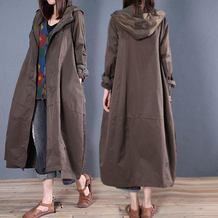 2025 army green overcoat trendy plus size zippered long coat fall