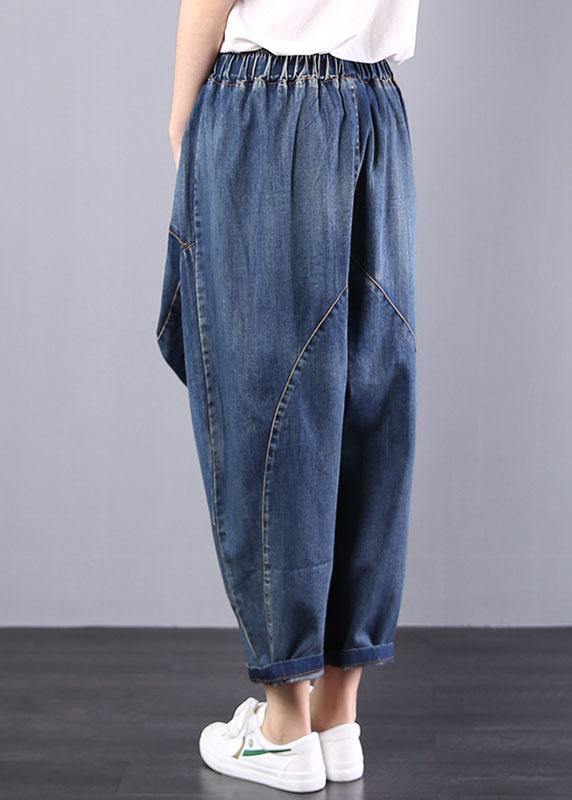 2025 autumn old casual pants big pockets denim blue harem pants