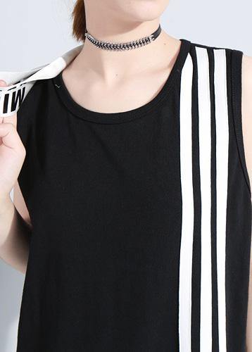 2025 black fashion cotton linen sleeveless tops casual jumpsuit pants