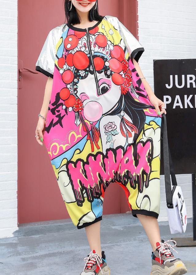 2025 cartoon printed loose one-piece pants Harlan wide leg jumpsuit pants