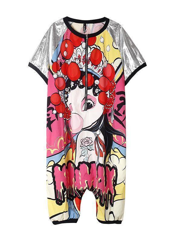 2025 cartoon printed loose one-piece pants Harlan wide leg jumpsuit pants