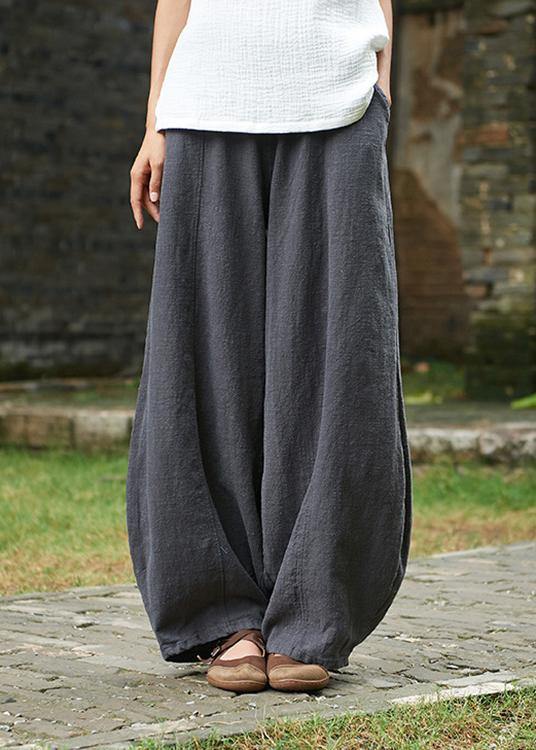 2025 cotton and linen women's Chinese style ramie wild pants yoga Green-Cashew pants