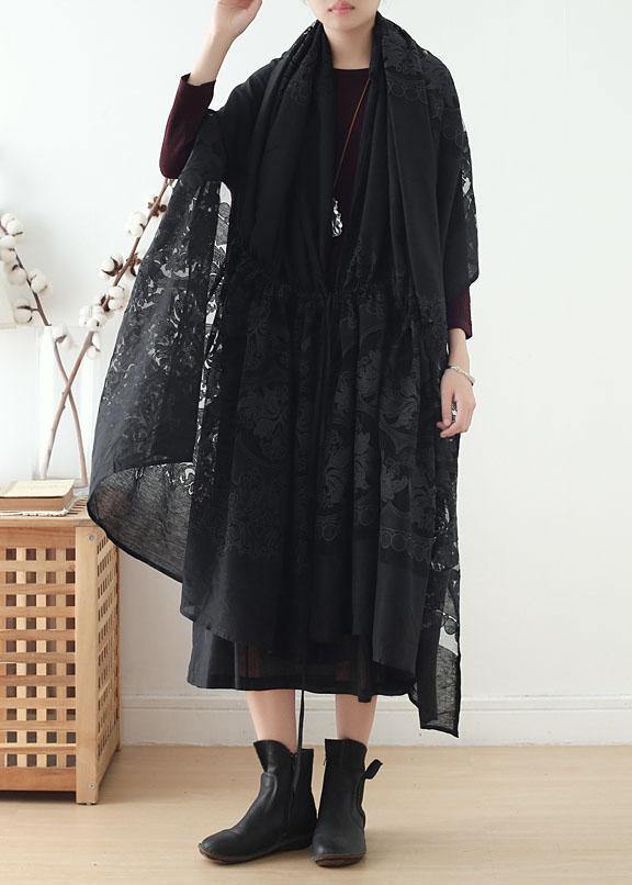 2025 new original design cotton drawstring shawl heavy work lace cloak coat