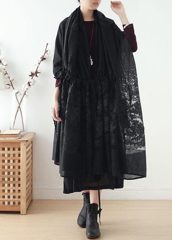 2025 new original design cotton drawstring shawl heavy work lace cloak coat