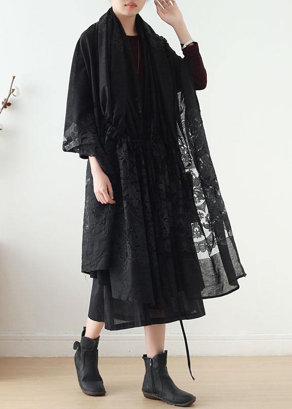 2025 new original design cotton drawstring shawl heavy work lace cloak coat