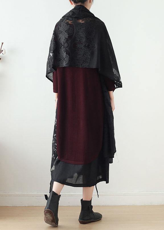 2025 new original design cotton drawstring shawl heavy work lace cloak coat