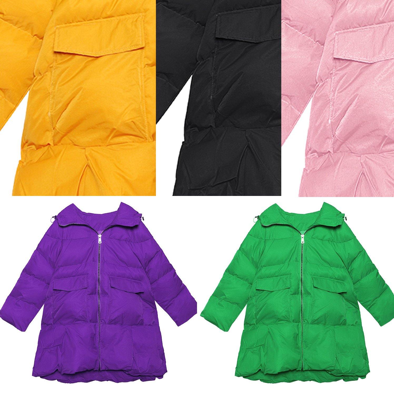 2025 oversized down jacket big pockets winter outwear yellow hooded womens coats