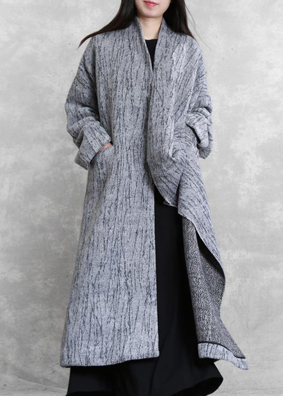 2025 oversized long coat women gray asymmetric pockets Woolen Coats Women