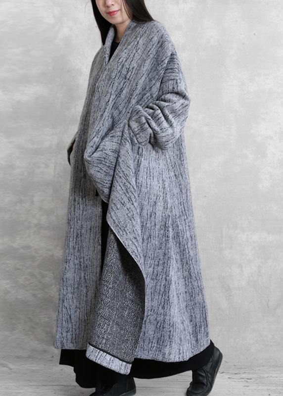 2025 oversized long coat women gray asymmetric pockets Woolen Coats Women