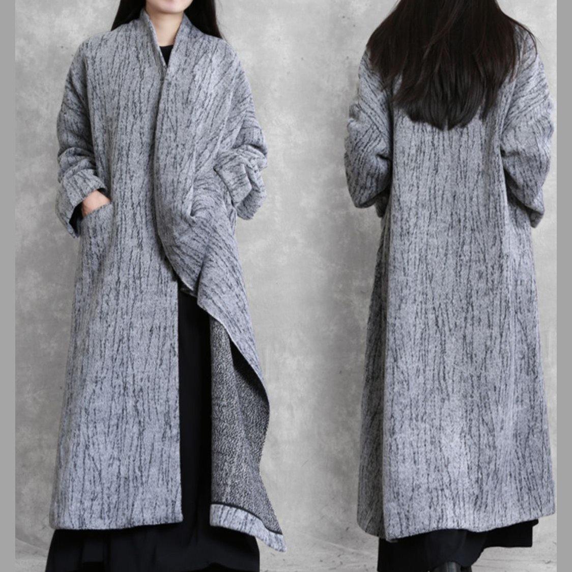 2025 oversized long coat women gray asymmetric pockets Woolen Coats Women