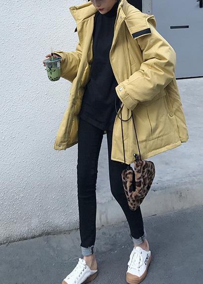 2025 plus size warm winter coat side open winter coats yellow hooded women parkas