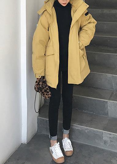 2025 plus size warm winter coat side open winter coats yellow hooded women parkas